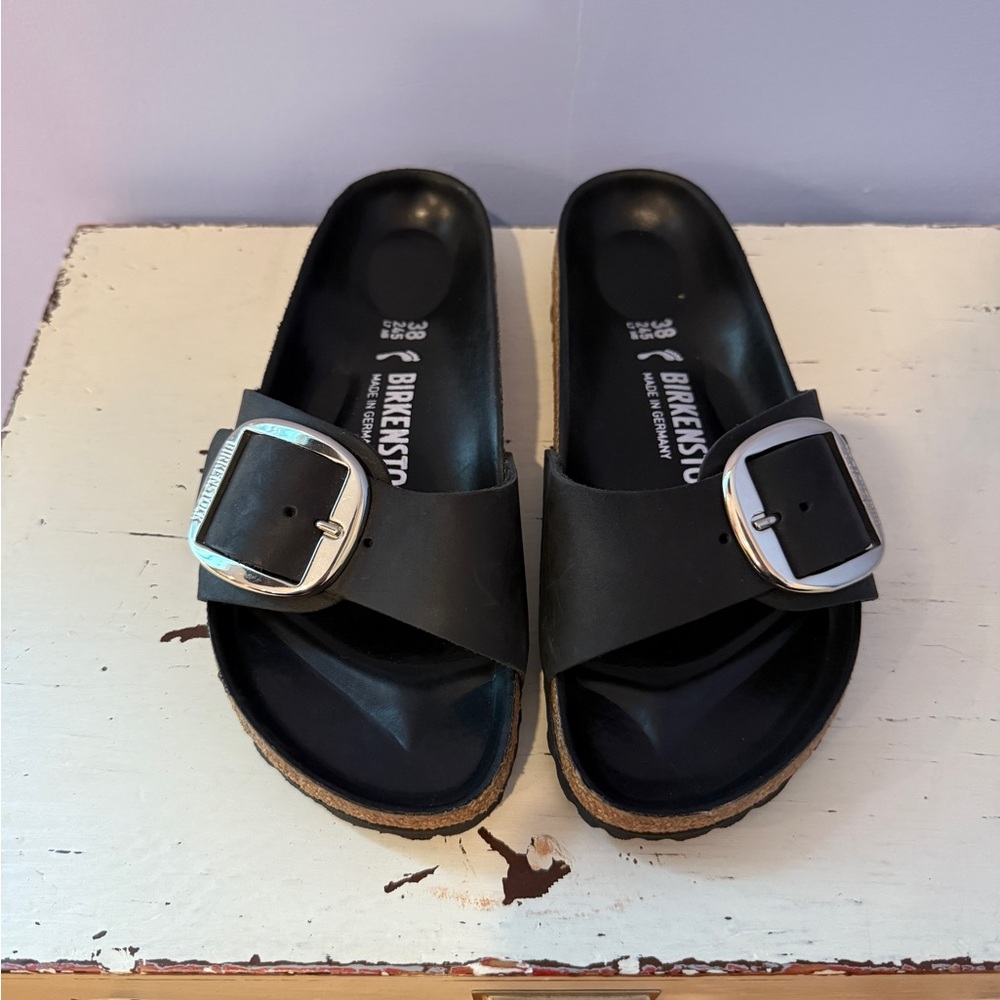Birkenstock Madrid Big Black Buckle Size 38